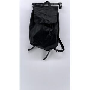 ZARA Women's Black Faux Leather Flap Drawstring Backpack